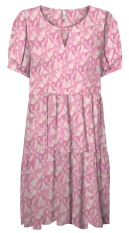 ONLY Onlnova Life Vis Thea KH Dress AOP, Rosa Shocking, M Donna