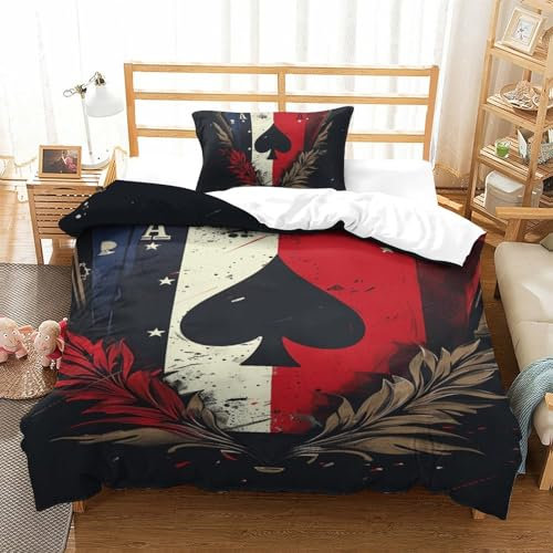 UENDOKRNN 3D Printed Duvet CoverPlaying Cards Microfiber Duvet Cover Comforter Cover Set with Zipper Home Bedding Cover Sets for Boys Adult Single（135x200cm）