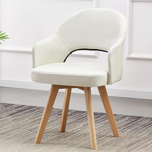 Chaises de bureau Chaises de salle à manger pivotantes à 360° Fauteuils Chaise de baignoire rembourrée avec pieds en bois massif, chaises d'appoint avec dossier creux for chambre à coucher Salle à man