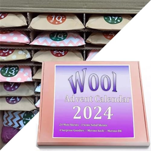 XVEPTKLQ Woll-Adventskalender 2024, Maschen-Adventskalender 2024, Weihnachts- und Garn-Adventskalender 2024, Häkel-Adventskalender, Geschenk für Strickermarker. (1pcs)