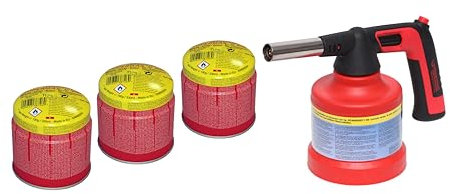 ROTHENBERGER Industrial Lötlampe RS 200 Piezo inkl. 3x C200 Supergas | 180° Drehung | Leistungsstarker Lötbrenner mit | Ideal für Weichlöten, Auftauen, Reparaturarbeiten | Robustes Gehäuse