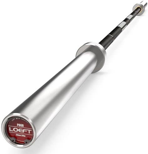 Powerlifting Barbell, Professional Aggressive Knurling 6/7ft 35/45lb Power Bar, 2000 lbs Capacity 205K PSI Weight Bar Fit 2 Plates for Bench, Squat, and Deadlift (P86B-Oxide/Silver)