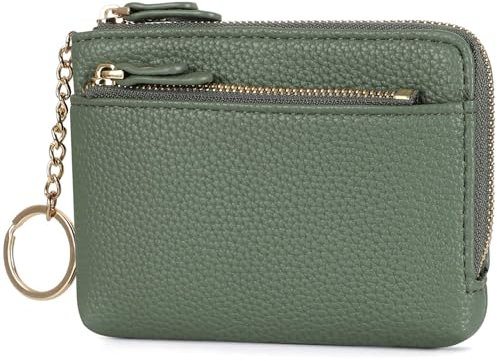RRANCharltu Portafoglio Donna Piccolo, Portamonete Donna in Pelle con Portachiavi Borsellino Piccolo Portafoglio Ragazza con Cerniera e Porta Carte, Verde scuro