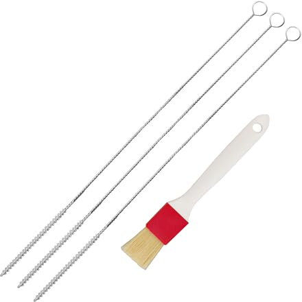 Lantelme 4 TLG. 5mm Milchschlauch Reinigungsbürsten 50cm und Küchenpinsel im Set für Kaffevollautomaten Schlauchbürste aus Edelstahl und Nylon für alle gängigen Kaffeemaschinen