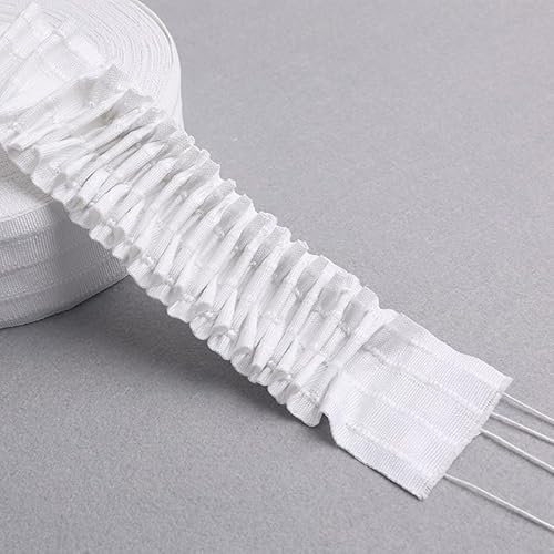 WANYI Gardinenband Kräuselband Gardinen, Gardinenband zum Aufnähen Polyester 7CM Breit Vorhangband Schlaufenband Universalband Faltenband für Gardinen Band(12M)