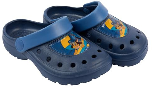United Labels Paw Patrol Clogs für Jungen, Blau, 26/27, Kinder Gartenschuhe rutschfest, Pantoletten mit Chase, Hausschuhe