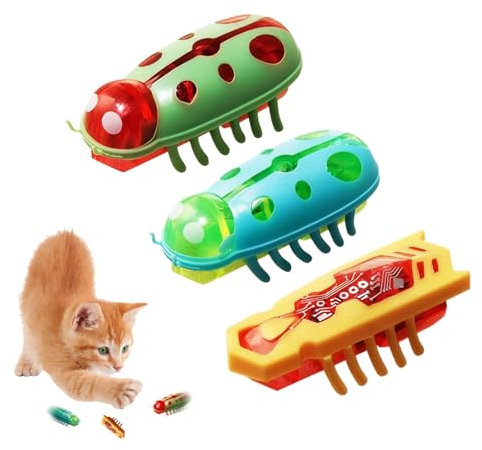 letcdfer 3 Stück Mini Käfer Maus Katzenspielzeug, Elektrischer Katzenspielzeug Marienkäfer Spielzeug Interaktive Wanze KatzenspielzeugKäfer Spielspielzeug für Katzen Kätzchen Haustier Lustiges