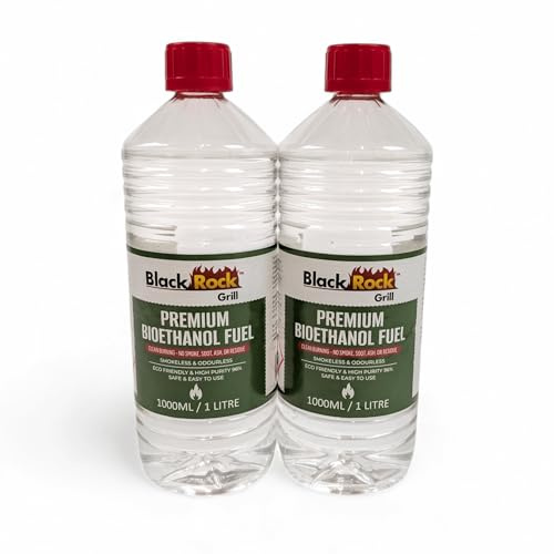 Black Rock Grill Premium Bioethanol Fuel 2L for Fire Pits & Fireplaces | High-purity, eco-friendly odourless bioethanol fuel for fireplaces, stoves, spirit burners & fire pits. Indoor & outdoor use.