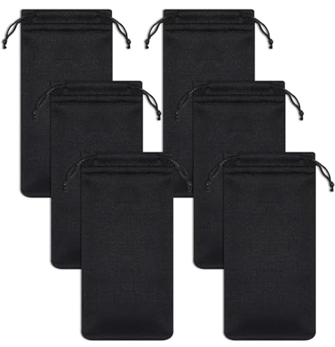 Quilax 12 Pcs Soft Sunglasses Pouch with Drawstring，Microfiber Sunglasses Bag, Cell Phone Storage Pouches Bag for Travel, Home and Office Organization