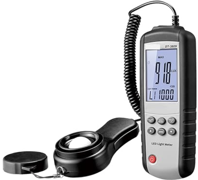 Lux meter LED Illuminance/Light Meter Up To 400,000 Lux / 40,000 Fc Lar Backlit Display, Light Meter For Plants, Home & Office LEDs