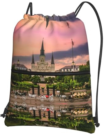 Zcmkjlg Jackson Tasche mit Kordelzug, quadratisch, bedruckt, mit Reißverschlusstasche, faltbar, Tagesrucksack, verstellbar, für Camping, Festival, Ausflüge