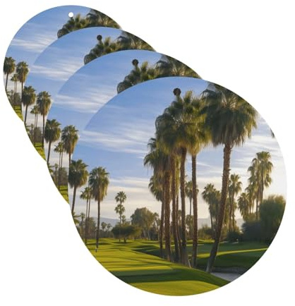 Palm Tree Golf Course Car Air Fresheners Cards Set of 4 Pieces,Long-Lasting Car Aromatherapy Tablets Hanging Scented Cards for Wardrobe Bathroom Rearview Mirror Hanging Ornament