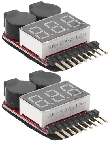 ASAKKURA 2 Stück Lipo Akkutester mit Warnsummer Tragbarer Batterietester aus Eisen und Kunststoff zur Spannungsüberwachung von Batterien