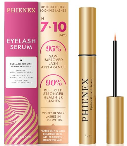 PHIENEX 2026 New Version Wimpernserum – ohne Hormone & vegan – Lash Serum für längeres, dichteres, volleres Wimpernwachstum
