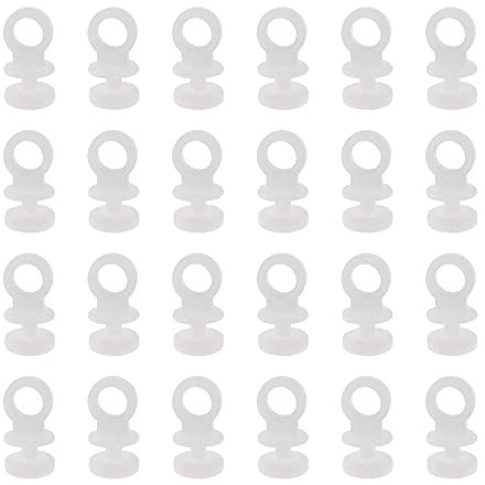Ganci scorrevoli in plastica per binari per tende, confezione da 50 pezzi, diametro dell’occhiello: 9 mm, colore: bianco