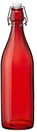 Simpa® 1L RED Traditional Vintage Style Glass Bottles 1 Litre Swing Top Bottles - Ideal for Domestic or Commercial Use - Fill with Water, Wine, Liquor, Oil, Beer, Schnapps or Cordials.