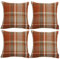 McAlister Textlies Heritage | 4er Pack Kissenbezüge im Karierten Tartan Muster | 43 x 43 cm in Terracotta Orange | Deko-Kissenbezüge im zeitlosen Karomuster