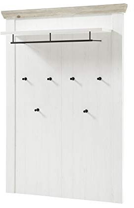 Beauty.Scouts Garderobenpaneel Paneel Kiruna Pinie weiß Nachbildung Oslo Pinie 107x153x27cm Kleiderstange Kleiderhaken Kleiderpaneel Kleidergarderobe Garderobe
