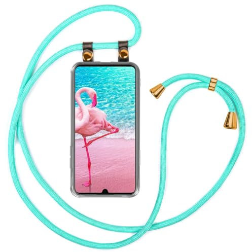 moex Handykette für Huawei P smart 2019 Hülle mit Band abnehmbar, Handyhülle mit Kette zum Umhängen, Handyband Kordel Umhängehülle, Necklace Handy Umhängeband, Türkis