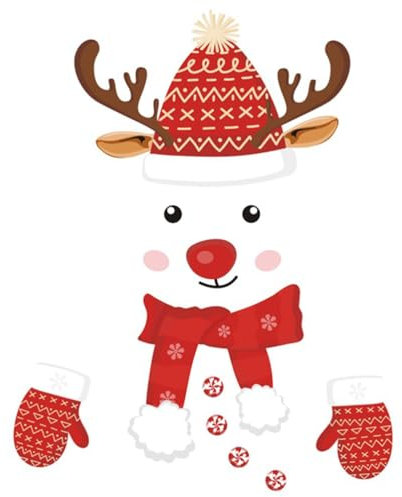 Amosfun Christmas Refrigerator Sticker Self-Adhesive Snowman Wall Door Sticker Xmas Window Decals Holiday Home Deocor for Fridge Door Window Wall(32x23cm)