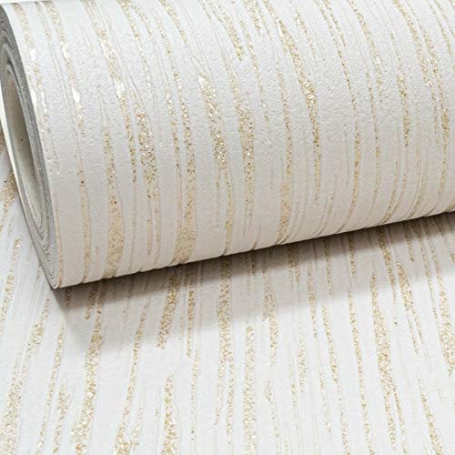 Muriva Embossed Plain Glitter Blown Vinyl Textured Thick Wallpaper for Living Room, Bedroom (Cream and Gold)