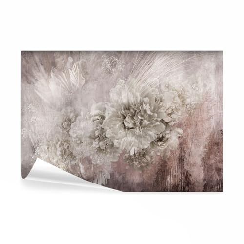 decomonkey Fototapete Blumen 250x175 cm Design Tapete Fototapeten Tapeten Wandtapete moderne Wand Schlafzimmer Wohnzimmer Pfingstrosen Pflanzen Abstrakt