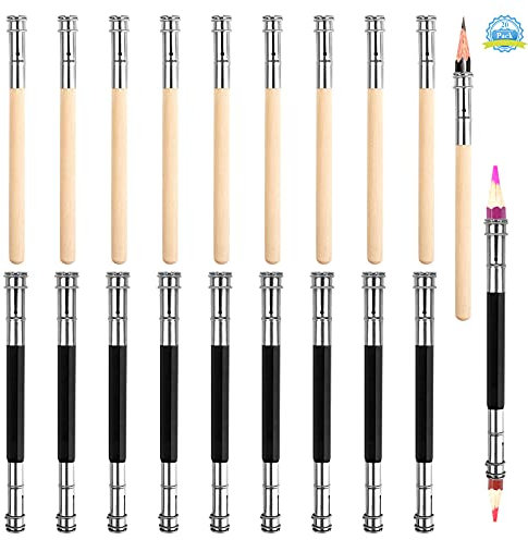 Bleistiftverlängerung 20 Stück 7/8.8mm Holz Bleistift Extender Doppelendige Bleistiftverlängerer, Einzelendige Stiftverlängerung Skizze Bleistiftverlängerer Stift Extender Set für Schule Maleratelier
