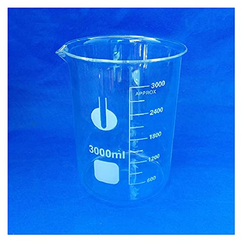 HUILE 1pcs Scientific Glass Beaker, Capacity 50ml-3000ml Low Form Beaker Chemistry Laboratory Borosilicate Glass Transparent Beaker flask Thickened with spout (Size : 3000ml)