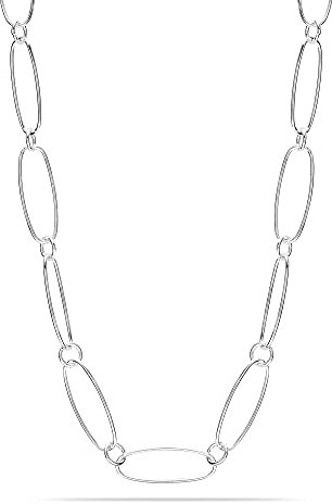 LeCalla 925 Sterling Silber Italienische Büroklammer Gliederkette Halskette für Frauen 91,4 cm