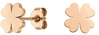 LUUK LIFESTYLE Schlichte Ohrringe aus Edelstahl, Damen Ohrstecker, Glücksbringer Geschenk für Frauen und Mädchen, filigran & wasserfest, vierblättriges Kleeblatt I Glückssymbol, roségold