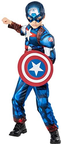 Marvel Jongen Kostüm Kleid Captain America Blau 140