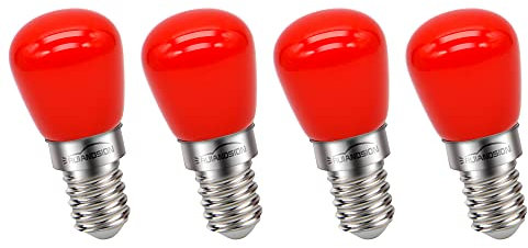 Ruiandsion E14 LED Glühbirne 220V Kühlschrank Birnen Ersatz für Appliance Kühlschrank Dunstabzugshaube, Rot (4er Pack)