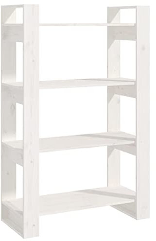 vidaXL Bücherregal Raumteiler Standregal Aktenregal Büroregal Raumtrenner Regal Aufbewahrungregal Weiß 80x25x125cm Massivholz Kiefer