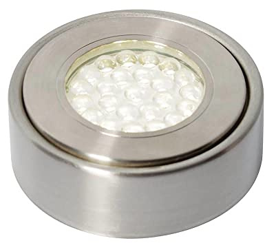 LITECRAFT Laghetto Under Cabinet Lights Circular Kitchen Fitting - Satin Nickel (Single)