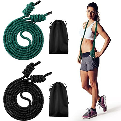 2 x Trainingsseil für Fitness, doppelt geflochtenes Trainingsseil mit Stofftaschen, verstellbare Länge, Springseile für Training, Männer und Frauen, Zuhause, Fitnessstudio, Training, drinnen und