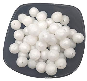 Arakierst 100pcs Pearl White 9mm Silicone Loose Pearl Beads for Keychain Jewelry Accessory DIY Craft Home Decoration Necklace