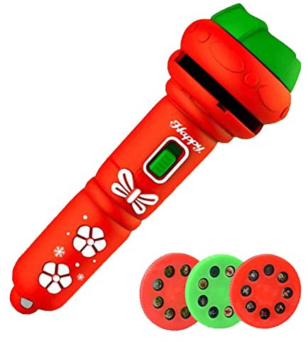 komsoup Navidad para Niños Historia, Antorcha Cuentos, Linterna Historias con 3 Diapositivas (24 Patrones), Linterna para Niños con Proyector Cuentos Baby Bedtime Juguet