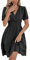 MAFA Femmes Robe Tunique Mini Robe Col en V Automne Hiver Longueur au Genou Casual Retro Respirant A-Noir M