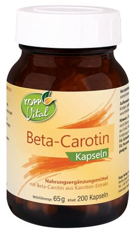KOPP Vital® Beta-Carotin Kapseln | 1 x 200 Kapseln | 65 g | Karotten-Extrakt | Vitamin A | Apothekenqualität