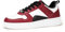 LUCKY STEP Baskets Mode Femme Tennis Blancs Basse en Cuir avec Strass Brillants (Rouge/Blanc, 11US-42EU-9UK)