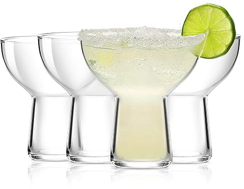 LEYU Margarita-Gläser ohne Stiel, 325 ml, Margarita-Glas für gefrorene Cocktails, Mixgetränke, Martini, Weingläser-Set, mundgeblasene Glasbecher, transparent, 4 Stück