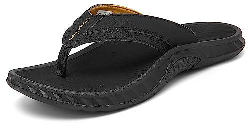 ChayChax Infradito Uomo Sandali Sportivi Ortopediche per Arco Scarpe da Spiaggia e Piscina Antiscivolo Ciabatte,Nero-Giallo,46 EU