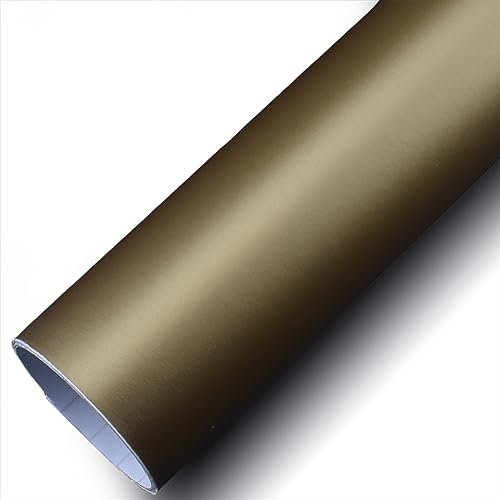 COYOUCO Vinyl-Autofolie Matt Metallic Premium Selbstklebende Ersatz-Fahrzeug-Folienrolle mit dehnbaren DIY-Aufklebern mit Luftfreigabe,Gold,50 * 300cm