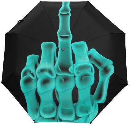 GAIREG Grüner Mittelfinger-Regenschirm für Damen und Herren, winddicht, kompakt, automatisches Öffnen und Schließen