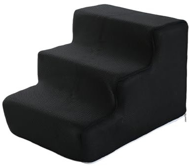 ＡＷＨＡＯ Escaleras para Mascotas, Escalera Multiusos, Esponja de Alta Densidad para Perros pequeños, S 3 Pasos Negro