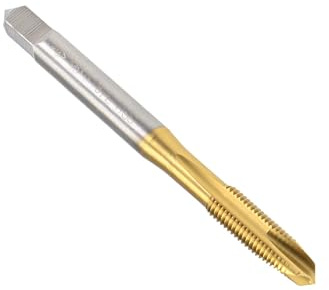 Boxonly Taraud fileté à pointe spirale M6 x 0,75 mm, pour perçage et taraudage, H2 3 cannelures HSS, revêtement en titane, tige ronde avec extrémité carrée, tarauds métriques, 1 pièce