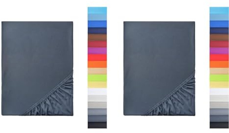 NatureMark - Mikrofaser SPANNBETTLAKEN zum Sparpreis! viele Größen und Farben Markenware (90x200-100x200 cm, anthrazit grau) (Packung mit 2)