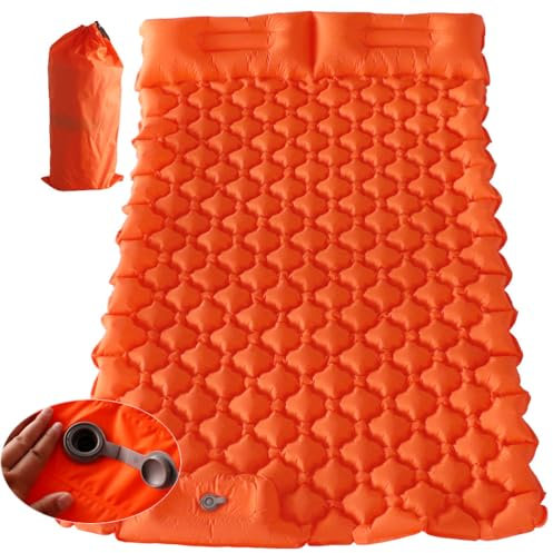 HI FINE CARE Tapis de Couchage Gonflable pour Camping avec Oreiller et Pompe à Pied Intégrée - Matelas Léger pour Voiture, Randonnée, Tente