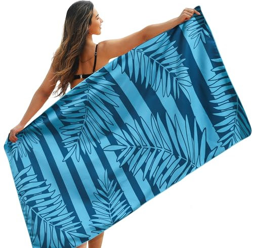 Winthome Strandtuch Wendbar, Strand Handtücher Groß 180x90cm, Mikrofaser Schnelltrocknend Leicht, Badetuch Sandfrei, für Damen Herren Reise Urlaub Schwimmen Sauna Yoga (1 Pack)