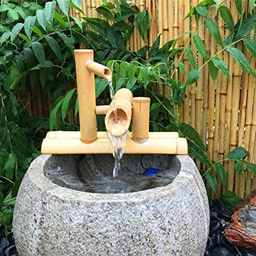 Klassische Wasserspiele für den Garten, Bambus-Außenbrunnen-Dekor, Wasserspiel mit Pumpe, für Teich, Aquarium, Innenhof, Wasserfall,